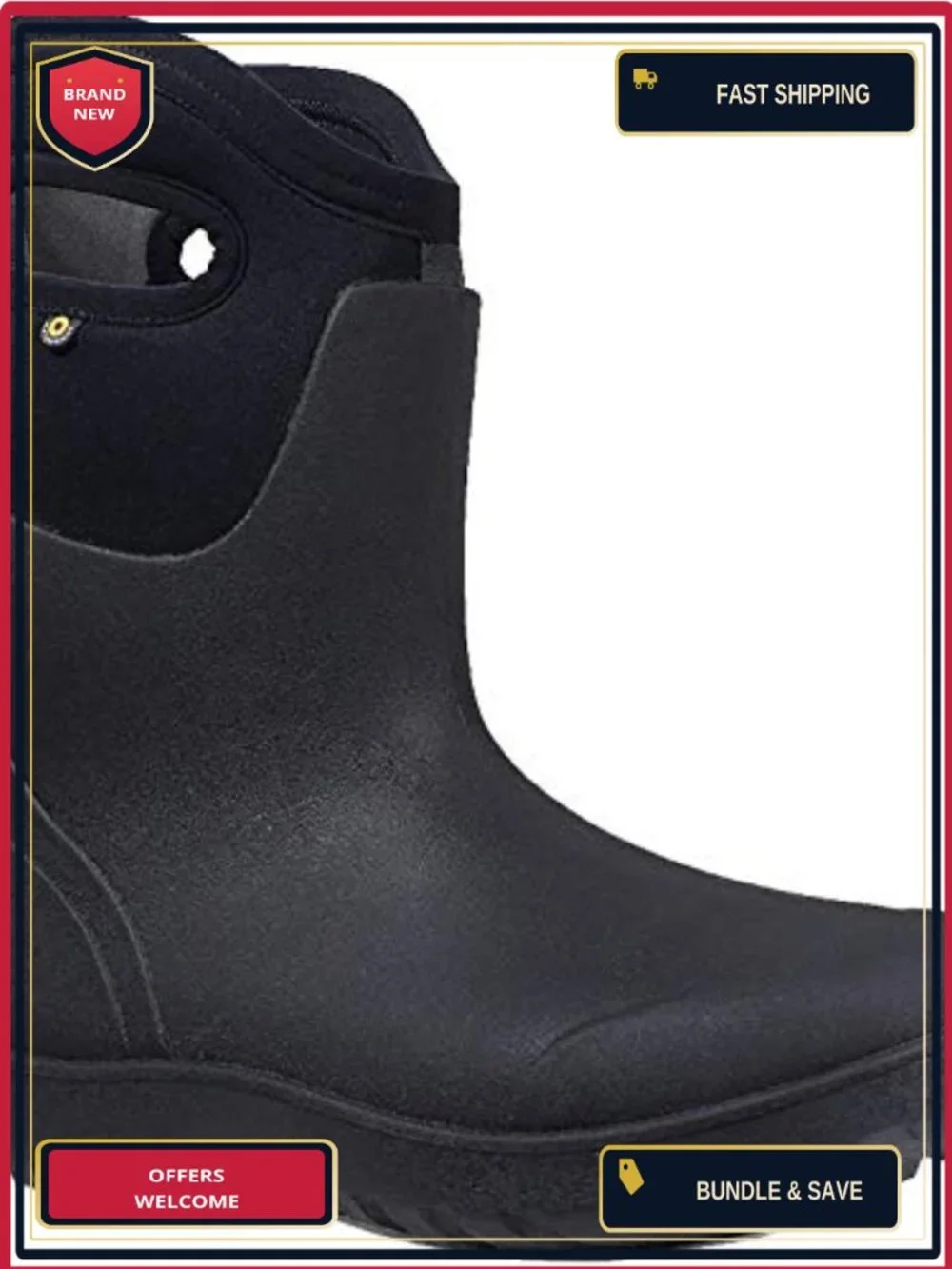 Waterproof Mid-Calf Snow Boots 7mm Neoprene Pull-On Insulated